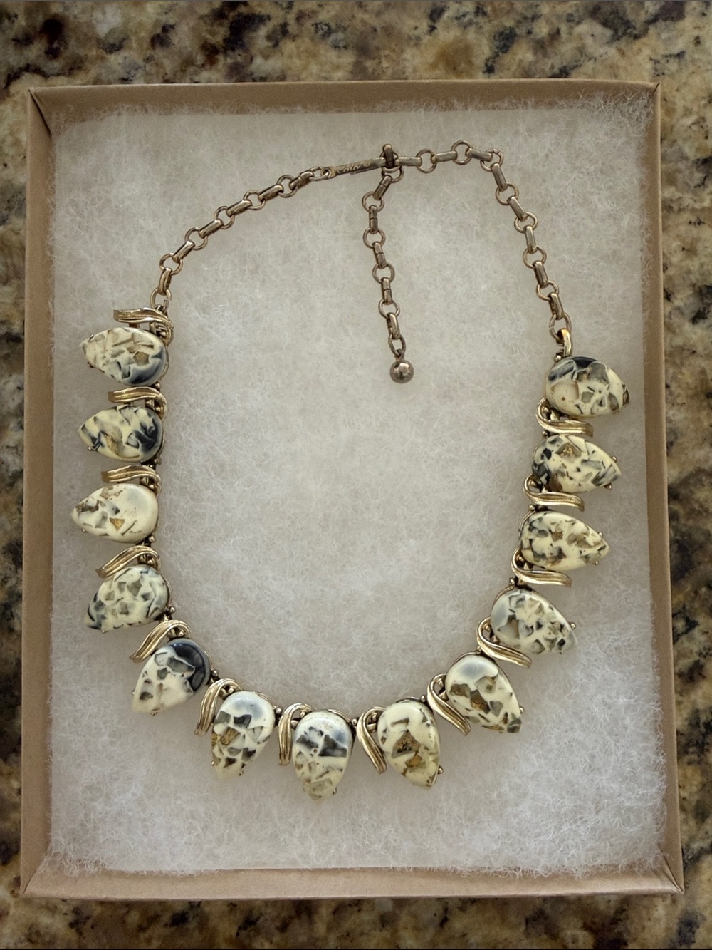 Vintage Gold-Tone Cora Marbled Necklace